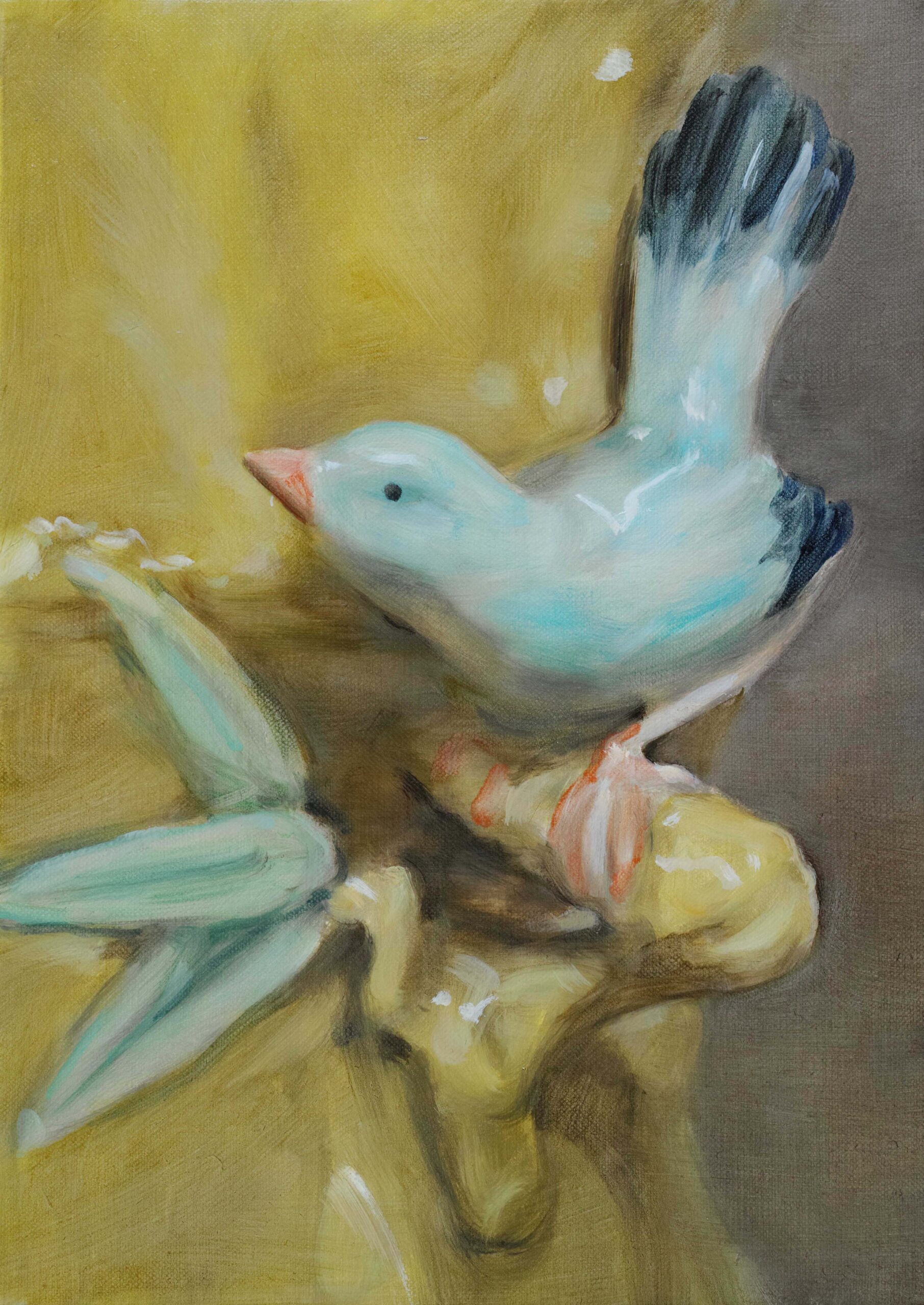 《绿鸟》35×25cm布面油画 2018副本
