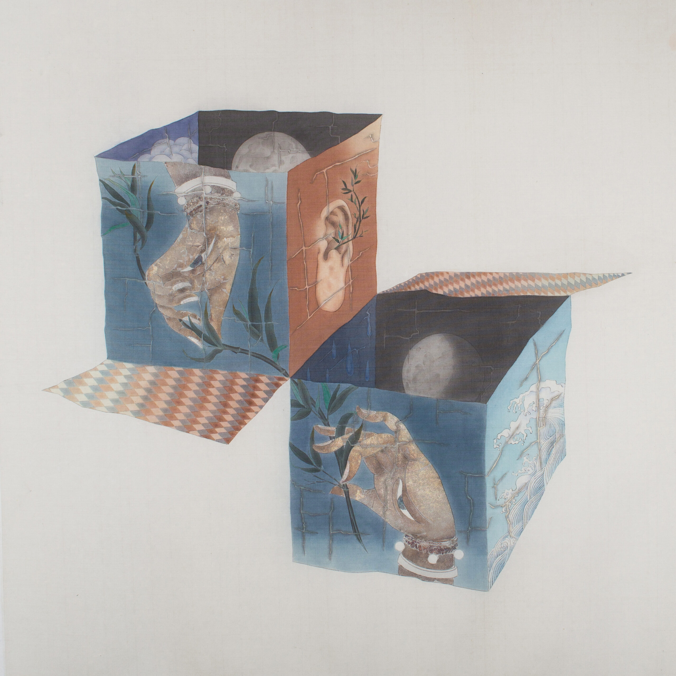 《颠倒的秘密》59×59厘米 绢本设色 2019